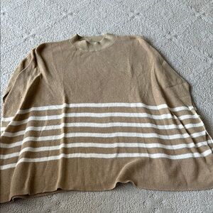 J. Crew Tan and White Striped poncho